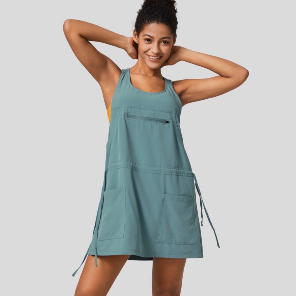 Halara Breezeful Backless Pockets Drawstring 2-Piece Quick Dry Active Dress - XL